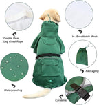 Reflective Dog Raincoat Waterproof Adjustable Dog Hooded Poncho for Medium Large Dogs, Lightweight Pet Rain Jacket, Green, L