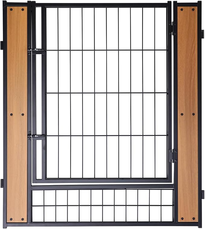 Furniture Style Dog Playpen 32" H, Door Panel, Oak | Indoor/Outdoor Use, Heavy-duty Metal, DIY Layouts, Easy Access, For Small & Medium Dogs, Easy setup