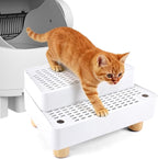 Adjustable Litter Box Step, Cat Litter Box Ramp/Catcher with Wooden Feet | 2 Steps,Fits Automatic Litter Box Steps, Filter Function, Anti-Tracking, Easy to Clean, For Small & Elderly Cats
