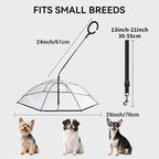 Namsan Small Dog Rain Umbrella, Windproof Rainproof Dog Umbrella with Adjustable Leash, Clear Dog Umbrella Leash for Small Dogs, Self-Assembly Puppy Walking Umbrella