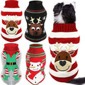 4 Pieces Christmas Dog Sweaters - Holiday Puppy Snow Elk Reindeer Snowman Elf Winter Knitwear Warm Clothes Funny Party Cosplay Dress for Small to Medium Dogs Cats (Medium) by Weewooday