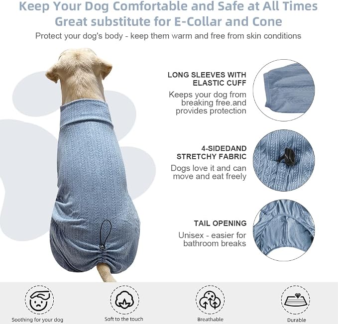Dog Pyjamas Sweater Clothing and Loungewear Suitable for Medium to Large Breeds of Dogs, Dog Neutering Suits, Extra-Large Stretch Fabric, Four-Legged Dogs Clothes Pyjamas(Sweater Blue, 2XL)