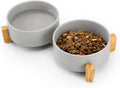 MateeyLife Ceramic Dog and Cat Bowls with Stand, 2-Pack Food and Water Bowl Set - Non-Slip Pet Bowls for Cats,Puppies and Small Dogs, 13.5OZ（Grey）