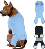 2 Packs Breathable Cotton Dog Recovery Suit for After Neuter Spay Abdominal Wounds Protector, Professional Anti-Licking Onesies for Male Female Pets Surgery Bandages, XL Black Blue Pure