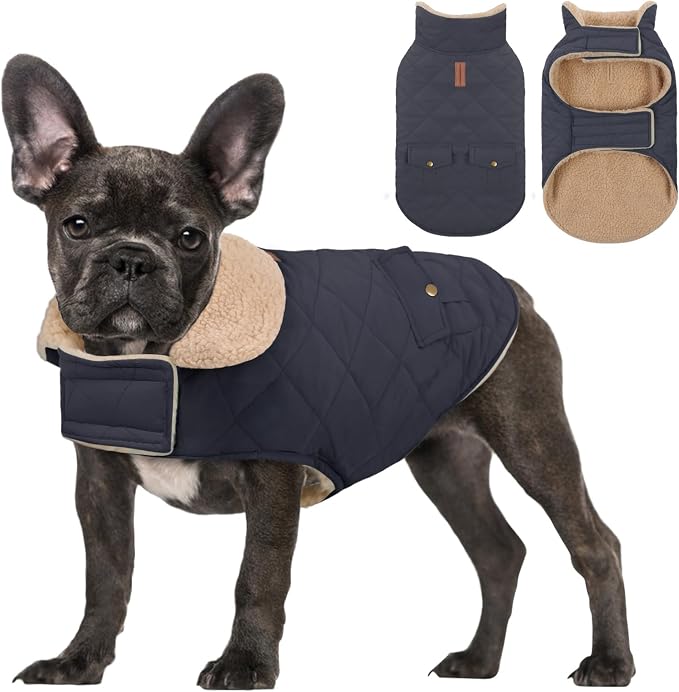 Large Dog Winter Jacket, Pet Warm Windproof Coat Dogs Cold Weather Coats Snow Jacket Pets Clothes, Golden Retriever, Labrador Retriever, Husky, NavyBlue L