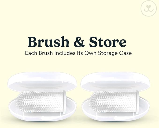 Jasper Dog Toothbrush, 360° Finger Toothbrush for Dogs & Cats, Clear 2-Pack | 12x More Bristles, Teeth Cleaning Kit for Small & Large Pets, Toothpaste Not Included, Fights Bad Breath, Extra Soft Silicone