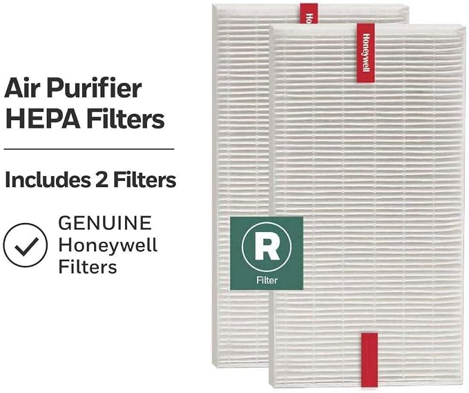 Honeywell HEPA Air Purifier Filter R, 2-Pk for HPA 100/200/300 5000 Series | Airborne Allergen Air Filter Targets Wildfire/Smoke, Pollen, Pet Dander and Dust