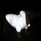 iChoue Dog Cold Weather Coats Reflective Safety Jackets Water Resistant Raincoats All Made Up of High Reflection Fabric Keep Dogs Visible for French English Bulldog Bully Pitbull - Silvery, Small