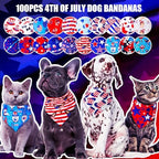 100 Pcs Dog Bandanas Bulk 4th July Patriotic Triangle Bibs M - Image 5