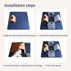 Cat Tunnel Mat for Indoor,4-Way Felt Cats Play Mat Cat Cave for Hide & Seek | Furphoria 39.4" Large Cat Tunnel with 6 Pcs Toys Set Interactive Cat Enrichment for Foldable Kitten Tunnel (Navy Blue)
