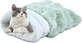 4 in 1 Self Warming Burrow Cat Bed, Pet Hideway Sleeping Cuddle Cave (Style2- Green)