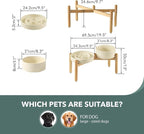 Havniva Elevated Slow Feeder Dog Bowls, Ceramic Dog Bowl Slow Feeder Set | 3.2 Cups Raised Slow Feeding Bowl for Large Breed, 8.2” Dog Water Bowl with Wooden Stand, Puzzle Dog Slow Feeder, Non-slip