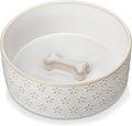 MALACASA Ceramic Dog Food Bowl, Water Dish for Medium Breeds, 3.5 Cups | Five-Leaf Grass Pattern, ceramic pet bowl, food and water dish, dishwasher and microwave safe, for medium dogs