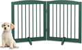 PUPETPO Freestanding Pet Gate for Dogs, Foldable Wooden Dog Gate for House, Stairs, Doorways, Step Over Pet Puppy Safety Fence,Support Feet Included,24" Height 2 Panels, Green