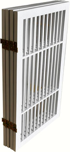 Urnporium Pet Dog Gate Freestanding, Strong Durable Folding Wooden Fence, Portable Acacia Hardwood Safety Barrier for Indoor & Outdoor Use (White Pet Gate, 4 Panel 30" Tall)