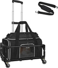 Petskd Top-Expandable Small Pet Carrier with Wheels Airline Approved | 17"x11"x9.5", for Alaska Airlines, Lockable Safety Zippers and Anti-Scratch Mesh, Pets Under 10 Lbs, Black