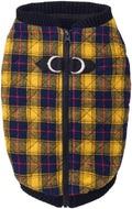 Gooby Fashion Vest Check Dog Jacket - Yellow Check, X-Large - Warm Zip Up Dog Bomber Vest with Dual D Ring Leash Water Resistant for Small to Medium Dogs