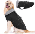 Lelepet Dog Coats for Large Dogs Waterproof Dog Jacket with Adjustable Fit | Reflective Pet Fleece Vest Windproof Cold Weather Coats with Adjustable Buckle & Leash Hole, Thermal Snow Jacket, Black, XL