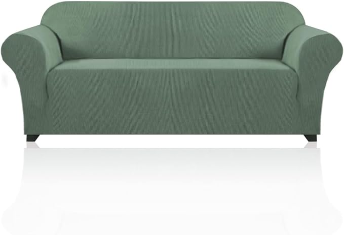 Stretch Sofa Cover Slipcover Couch Covers for 3 Cushion Couch Furniture Protector Sofa Covers with Non Slip Elastic Bottom Dogs Pet Friendly Fitted(Large Sofa 90"-100",Loden Frost)