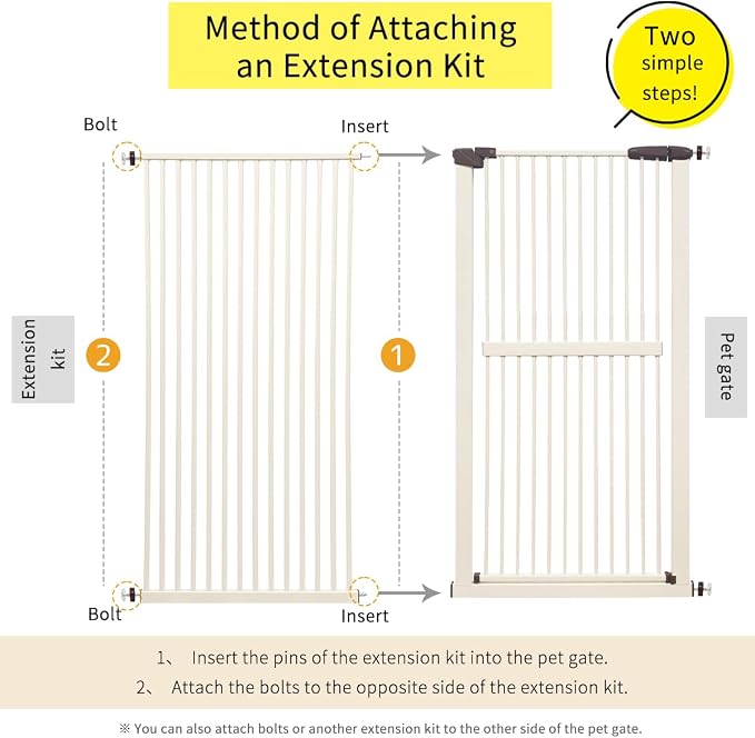 Lumizone 61.02" Extra Tall Pet Gate Extension Kit 29.17" Wide Cream | Extra Tall Cat Gate for Dog Doorway Hallway Stairs Pressure Mounted 1.37" Gap No Drilling