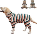 Dog Pajamas for Large Dogs,Extra Large Stretch, Suitable for Adult, Medium-Sized Dogs, Large Pet Jumpsuit Four-Legged Dog Clothes, Pet Clothing. (Yellow-Green Bar, 4XL)