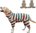 Dog Pajamas for Large Dogs,Extra Large Stretch, Suitable for Adult, Medium-Sized Dogs, Large Pet Jumpsuit Four-Legged Dog Clothes, Pet Clothing. (Yellow-Green Bar, 5XL)