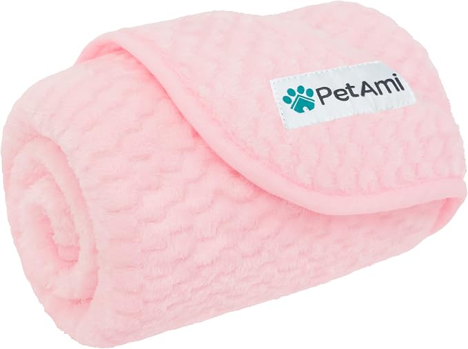 PetAmi Waterproof Dog Blanket, Leakproof Puppy Blanket, 29x40 Light Pink | For Small Medium Pets, Furniture Sofa Couch Cover Protector, Fleece Throw Indoor Cat Kitten, Reversible Washable Soft Plush