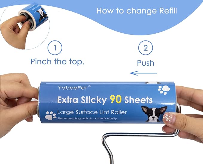4-Pack Lint Roller Refills - 6.3 inch Width, 90 Sheets per Roll (360 Sheets Total)