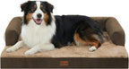 Orthopedic Washable Dog Bed for Medium Dogs, 35x22in, Brown | Orthopedic Foam Relieves Joint Pressure, Bolsters Supports Head And Neck, Washable Cover, Non-Slip Bottom