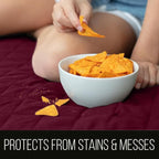 Sofa Shield® Couch Slip Covers for Dogs, Reversible Furniture Protector with Strap, Stain and Tear Resistant Cushion Cover, 70 inch Seat, Machine Washable Slipcover Pets, Cats, Burgundy Tan