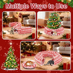 Cat Tunnel Bed Under Christmas Tree 35.4" Festive Circle Cat Tunnel with Feather Toys Adjustable Bibs Foldable Holiday Decorative Pet Cave for Indoor Cats Small Animals Fits Under Tree Skirt - Image 4