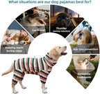 Dog Jumpsuit, Extra Large Stretch, 6XL, Yellow-Green Bar, for Medium-Sized, Adult Dogs, Surgical Recovery Dog Clothing, Polyester