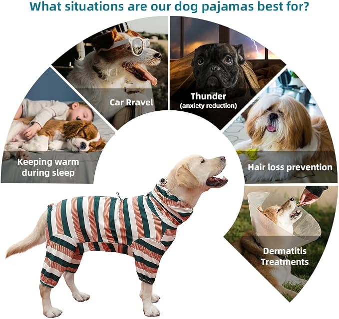 Dog Pajamas for Large Dogs,Extra Large Stretch, Suitable for Adult, Medium-Sized Dogs, Large Pet Jumpsuit Four-Legged Dog Clothes, Pet Clothing. (Yellow-Black Bar, 6XL)