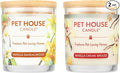 Pet House Candle 2 Pack - Plant-Based/Soy - Clean Burning Scented, Long Lasting Pet Odor Candle for Home - Vanilla Sandalwood, Vanilla Creme Brulee