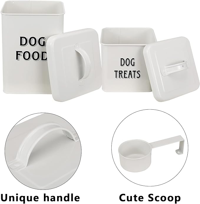 Morezi Farmhouse Dog Food Storage Container with Lid and Scoop, Pet Food and Treats Holder, Sturdy Canister Tins for Kitchen Countertop and Shelf, Great Gift for Pet Owners, 5 lbs