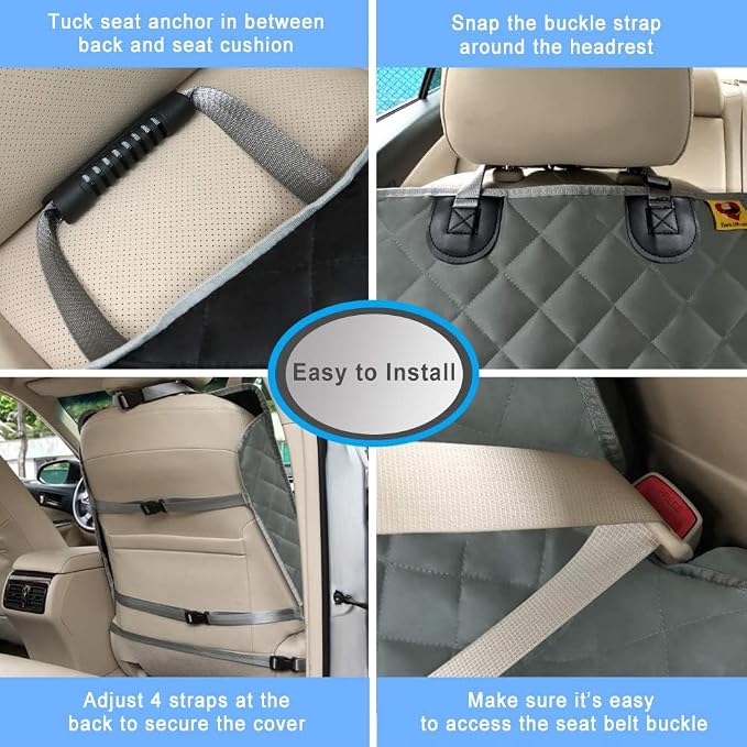 Bark Lover Deluxe Dog Seat Cover for Front Seat-More Durable Spill-Resistant Front Seat Protector, High Heat Resistant and Nonslip Front Seat Cover for Dogs Kids, Universal Size (Grey,1 Pack)