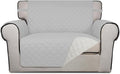 PureFit Reversible Quilted Sofa Cover Dog Couch Covers for Sofa, 28 in | Light Gray/Ivory, Water Resistant Couch Protector, Washable Pet Couch Cover with Non Slip and Elastic Straps For Kids