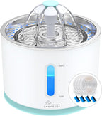 Wonder Creature Cat Water Fountain Stainless Steel Lid with 4 Filters, 81oz | 2.4L Pet Fountain with 4 Filters, 4 Sponges, Quiet Pump, Water Level Window, Stainless Steel Lid for Cats and Dogs