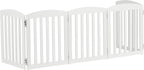 SPIRICH 120" Extra Wide 28" Tall Dog Gate Indoor, Dog Gates for Doorways, Stairs, The House, Wooden Freestanding Foldable Pet Gate, Step Over Puppy Gate, 5 Panels, White