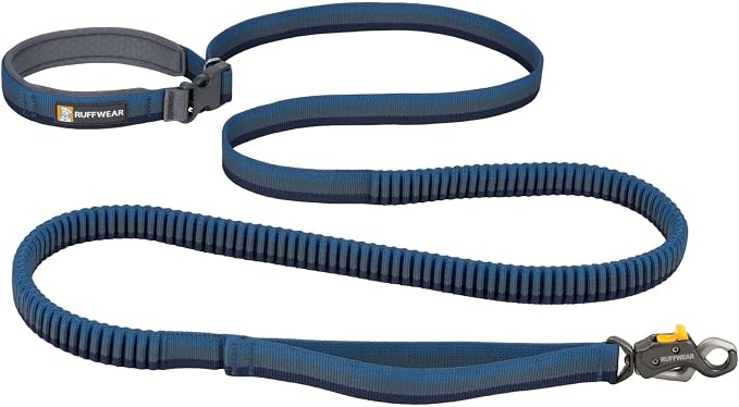 Ruffwear, Roamer Lock Dog Leash, Hands-Free Waist Option, Auto-Locking Talon Clip, Shock-Absorbing Stretch, Padded Handle, Traffic Handle, Trail-Tough for Any Adventure, Orion Blue, 7.3'-11'