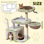 Taoqimiao 32.2in Cat Tree with Toy, Small Cat Tower for Indoor Cats, MS043W | Easy assembly, Sturdy, Multi Level, Easy Clean, Cozy Condo, Perches, Baskets, Suitable for Kittens and Adult Cats