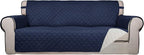 PureFit Reversible Quilted Couch Covers for Dogs Oversized Sofa Cover 78” | Navy/Ivory, Water Resistant Couch Protector, Washable Pet Couch Cover with Non Slip and Elastic Straps For Kids