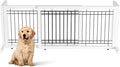 Bonnlo Free Standing Dog Gate, 37" - 68" Wide Pet Gate for Fireplace Stairs Doorways, Wooden Adjustable Pet Fence Indoor, Christmas Tree Gate (White)