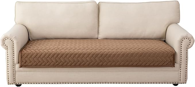 Eismodra Couch Cover,Sectional Couch Covers,Sofa Covers for 3 Cushion Couch,Anti-Slip Sofa Slipcovers for Dogs Cats Kids Loveseat Recliner L Shaped Armrest Backrest,Brown 43''x70''(Only 1 Piece)