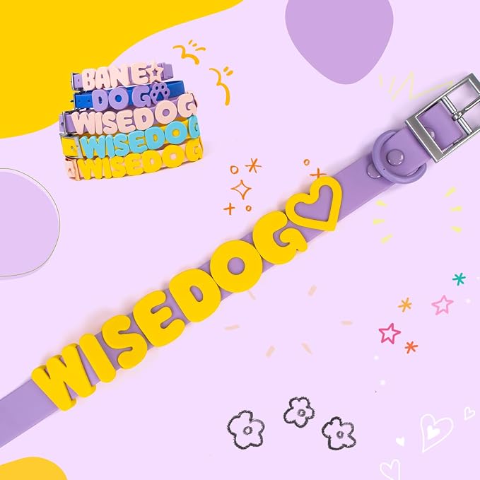 Wisedog Dog Charms for Collar, Yellow, 19MM | 30 Pcs, Silicone Letter Charms, Waterproof Alphabet Pet ID, For Dog Cat Collars, DIY Personalized Name Pendant