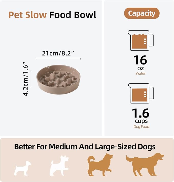Havniva Slow Feeder Dog Bowls, Ceramic Dog Bowl Slow Feeder for Fast Eater | 1.6 Cups Puzzle Dog Food Bowl, Slow Feeding Bowls for Medium Dogs, Non-Slip Rubber Base, Anti-Choking