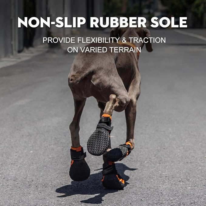 Dog Shoes for Large Dogs,Waterproof Dog Booties for Hot Pavement Winter Snow,Anti-Slip Dog Boots Paw Protector with Reflective Strips for Outdoor Walking Hiking (Black,2.15")