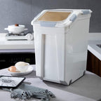 33 Liter / 50 lbs Rice Storage Container with Measuring Cup, BPA free, For Rice | Grain | Pet Food | Flour, 1 count, White
