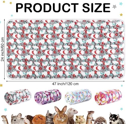 Reginary 4 Pcs Guinea Pig Fleece Cage Liners, Moon Star, 24 x 47 Inch - Image 4