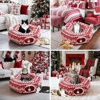 Christmas Tree Cat Tunnel Bed-Christmas Cat Donut Tunnel with Tree Skirt, Multifunctional Round Pet Cave Toy Suitable for Kittens/Puppies/Rabbits/Ferret(Comfortable Cotton) - Image 7